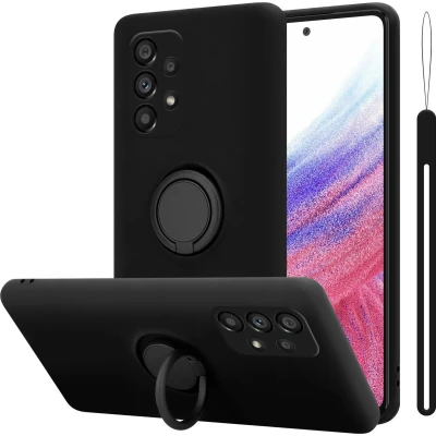 Afbeelding van Cadorabo Hoesje geschikt voor Samsung Galaxy A53 5G in LIQUID ZWART Beschermhoes van flexibel TPU silicone Case Cover met ring
