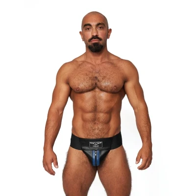 Afbeelding van Mister B Leren Premium Jockstrap Zwart / Blauw
