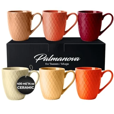 Afbeelding van MiaMio 6 x 400 ml koffiemok / mok moderne keramische mat groot Palmanova collectie