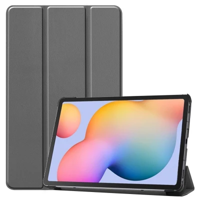 Afbeelding van Samsung Galaxy Tab S6 Lite (2022) Hoes: iMoshion Trifold Bookcase Grijs Kunstleder Tablet Hoezen