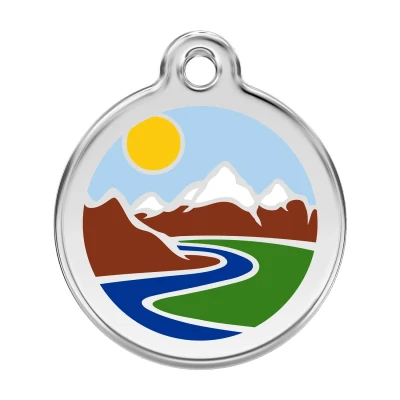 Afbeelding van Mountains Light Blue roestvrijstalen hondenpenning large/groot dia. 3,8 cm RedDingo
