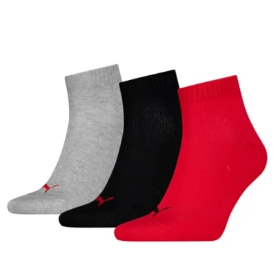 Afbeelding van Puma Sokken 3P Quarter Socks Rood/Grijs Maat 39/42