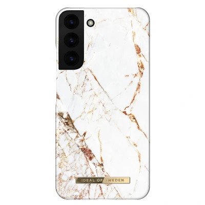Afbeelding van Samsung Galaxy S22 Plus Hoesje Kunststof iDeal of Sweden Hardcase/Backcover Carrara Gold Telefoonhoesje