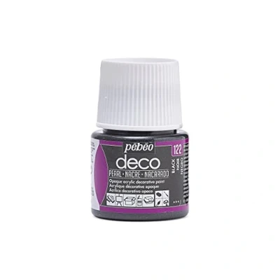 Afbeelding van Verf zwart acryl parelmoer dekkend 45 ml déco Pébéo