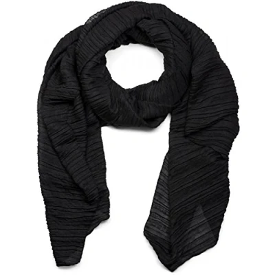 Afbeelding van styleBREAKER Dames effen sjaal met fijn gecrêpt oppervlak, lichte doek, plissé, plissé 01016107, paars, Eén Maat