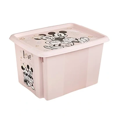Afbeelding van keeeper Minnie Mouse opbergdoos met deksel, draaibaar en stapelbaar, voor kinderen, 30 l, Karolina, Nordic Pink
