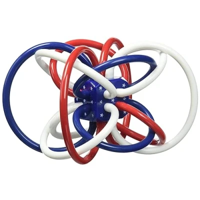 Afbeelding van Manhattan Toy bijtring junior 8,9 cm siliconen rood/wit/blauw