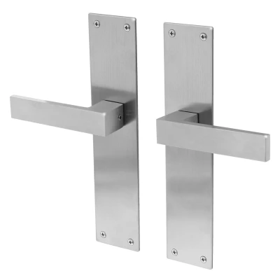 Afbeelding van Deurkruk Lavuzo Trapini RVS Deurklink op blind schild Per set