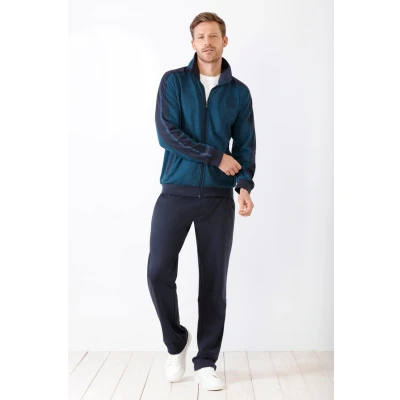 Afbeelding van Sportief Blauw heren huispak Hajo interlock Maat 48