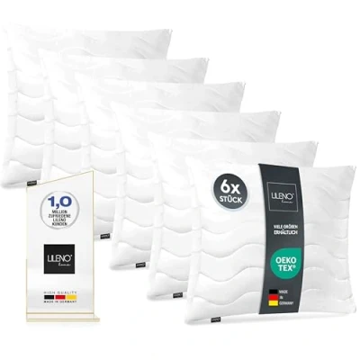Afbeelding van LILENO HOME Hoofdkussen, 45 x cm, set van 6, als kussenvulling, bed of decoratief kussen met ritssluiting om aan te passen, wasbaar tot 95 C, sofa en sierkussen voor bank/bed
