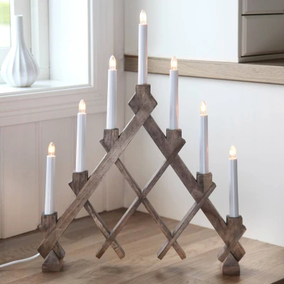 Afbeelding van STAR TRADING 7 lamps kandelaar Rut bruin