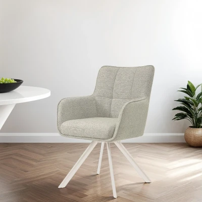 Afbeelding van Livingfurn Tori draaibare eetkamerstoel zand/naturel Stof