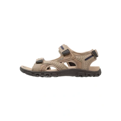 Afbeelding van Geox Strada Outdoorsandalen, Heren, Maat: 46, Sand/navy Leer en textiel