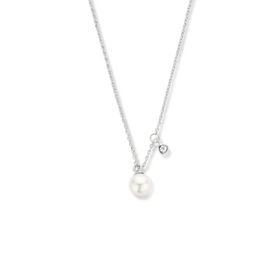 Afbeelding van zilver gerhodineerd collier synth. parel 41 43 45 cm 1335063 horloge Wit