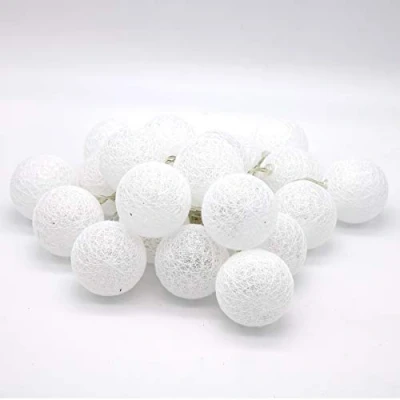 Afbeelding van Tronje LED Lichterketting van 20 Katoenen Bal Ø6cm 4h Timer Snaarlichten 3,8m Lichtsnoer Batterijvoeding Binnen Warm Wit Lichten Huisdecoratie