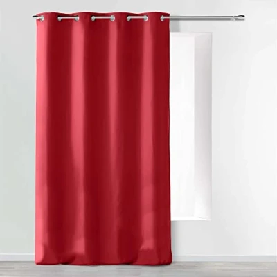 Afbeelding van Douceur d&#039;Intérieur Absolu gordijn met inslagringen, microvezel, eenkleurig, polyester, rood, 140 x 260 cm