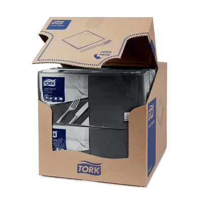 Afbeelding van Tork Lunchservet 33x33cm 2 laags 1/4 vouw Zwart 477148