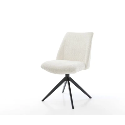 Afbeelding van DELIFE Draaistoel Elso Flex bouclé wit kruisframe breed zwart 360 draaibaar rocker functie pocketveer kern