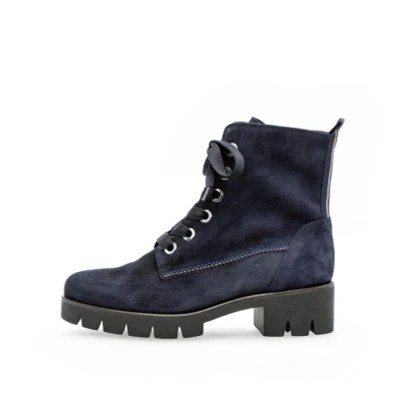 Afbeelding van Gabor Combat Enkellaarsjes met plateauzool, Dames, Maat: 41, Blau Veloursleer