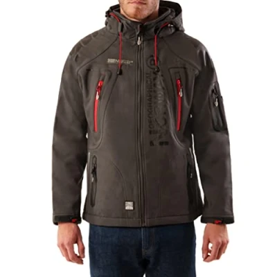 Afbeelding van Geografisch Noorwegen TECHNO MEN Waterdichte Softshell Jacket voor heren Ademende mantel buiten Tactische Winter Winddichte Jas Ideale Buitenactiviteiten (XXL GRIJS)