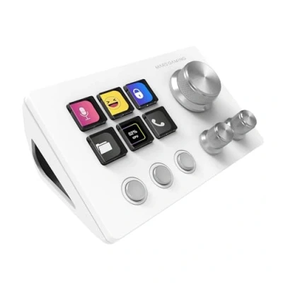 Afbeelding van MARSGAMING MSD TWO, Compact Control Deck, 6 Aanpasbare LCD toetsen + 3 Knoppen, Multifunctionele Wielen, Ergonomische Slim Controlsoftware en Plug ins, Windows MacOS, Wit