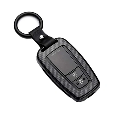 Afbeelding van Happyit Zinklegering Koolstofvezel Autosleutel Gevallen Cover Shell voor Toyota CHR C HR Prado Prius Camry Corolla RAV4 2 3 4 Knoppen Keyless Sleutelhanger (zwart)