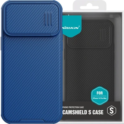 Afbeelding van Nillkin CamShield S Case iPhone 14 Pro Max Armored Cover Camerabeschermer Blauw