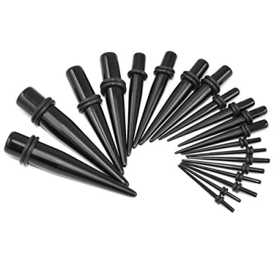 Afbeelding van trixes oorstrekkerset Ear Piercing Taper Stretchstaafset Stretchstaaftunnel Stretchstaafjes Tunnelset Expander Kit Acryl One Size 20 Stk Dehnstäbe Set 1,3mm 10 Mm Schwarz