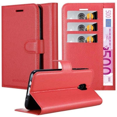 Afbeelding van Cadorabo Hoesje geschikt voor Samsung Galaxy J7 2018 in KARMIJN ROOD Beschermhoes met magnetische sluiting, standfunctie en kaartvakje Book Case Cover Etui