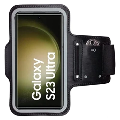 Afbeelding van CoverKingz Sportarmband voor Samsung Galaxy S23 Ultra armtas met sleutelvak bovenarm houder sport looparmband mobiele telefoon armband zwart
