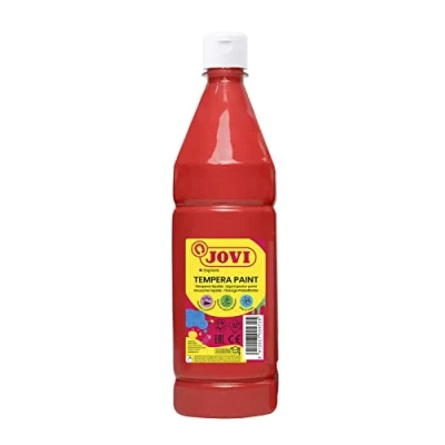 Afbeelding van Jovi Vloeibare tempera, Fles 1L, Vermiljoen Kleur, Verf op basis van natuurlijke ingrediënten, Gemakkelijk te wassen, Glutenvrij, Ideaal voor schoolgebruik (51107)