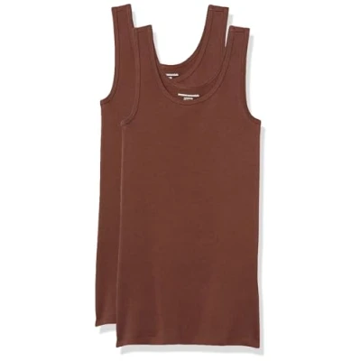 Afbeelding van Amazon Essentials Women&#039;s Tanktop met slanke pasvorm, Pack of 2, Bruin, M