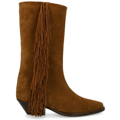 Afbeelding van Sacha suède cowboylaarzen met franjes cognac