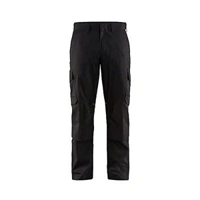 Afbeelding van Blaklader Industrie werkbroek stretch met kniezakken 1448 1832 Zwart/High Vis Geel