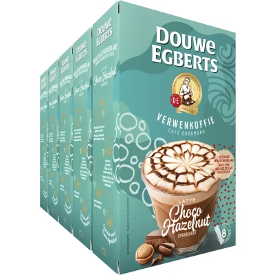 Afbeelding van Douwe Egberts Latte Choco Hazelnut Oploskoffie 5 x 8 zakjes