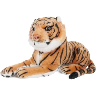 Afbeelding van BRUBAKER Tiger knuffeldier, 25 cm, pluche liggend, kleine roofkat, kinderspeelgoed, bruin