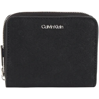 Afbeelding van Calvin Klein Medium ZIP Around MONO Portemonnee, Dames, Maat: One Size, Black