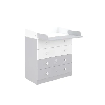 Afbeelding van Shefa Kids wikkelcommode 800 Amis wit grijs hoogwaardige commode met 4 laden
