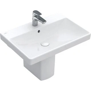 Afbeelding van Villeroy &amp; Boch Avento wastafel wit (60 x 47 cm) 1 kraangat, met