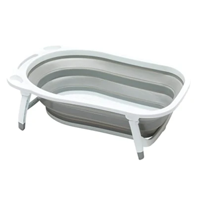 Afbeelding van Baby badje met Badzitje 2 in 1 opvouwbaar Antislip grijs wit Fillikid