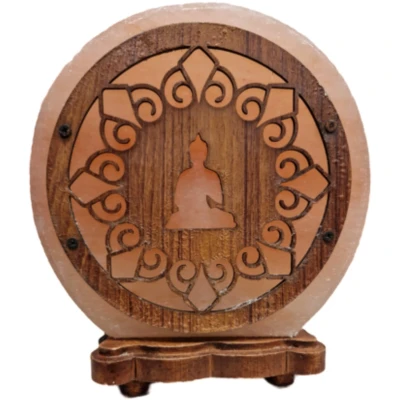 Afbeelding van Zoutsteen lamp meditatie boeddha rond deco incl. elektra