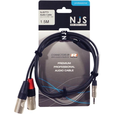Afbeelding van NJS 3,5 mm Stereo Audio Jack naar 2 x XLR Male Signaal kabel (1,5 Meter)