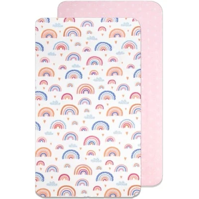 Afbeelding van Lovely Hippo Hoeslaken Cododo 2 Stucks 100% Puur Katoen Pack 55x90 cm Compatibel met Babybedjes, ledikanten Gemaakt in Europa (Regenboog, 55 x 90 cm)