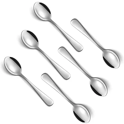 Afbeelding van Q&amp;A Espresso Koffie Lepels, RVS Mini Lepels 10,4 cm, Helder Bestek Kleine Theelepels Demitasse (6 Pack)