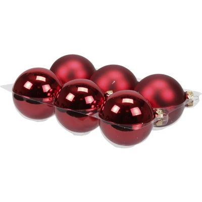Afbeelding van Othmar decorations Kerstballen 6 stuks rood glas 8 cm
