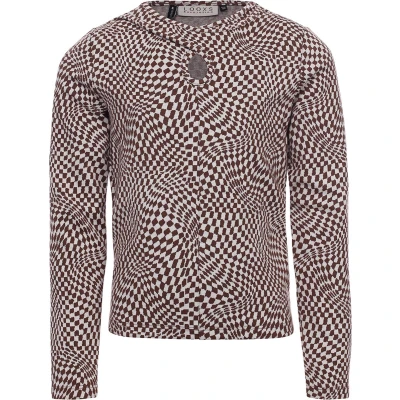 Afbeelding van LOOXS 10sixteen longsleeve met all over print en open detail bruin/ecru