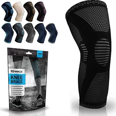 Afbeelding van POWERLIX kniebrace voor vrouwen/mannen, compressie kniebandage meniscusscheur, artritis, Linddert kniepijn, ACL, hardlopen, gewichtheffen, basketbal, volleybal, sport, Zwart XXL