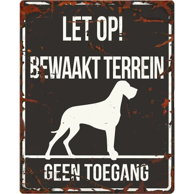 Afbeelding van D&amp;d Home Waakbord Hond Warning Sign Square Danish Dog N 20x25cm Zwart 1st