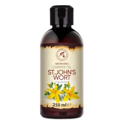 Afbeelding van Sint Janskruid olie 250ml (St. John&#039;s Wort olie), 100% puur natuurlijke basisolie dragerolie rijk aan mineralen &amp; vitamines voor Intensieve huidverzorging massage wellness maken van eigen cosmetica ontspanning beauty anti rimpels