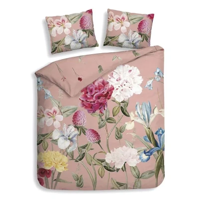 Afbeelding van Heckett Lane Dekbedovertrek Katoen Satijn Flores roze 240x200/220cm